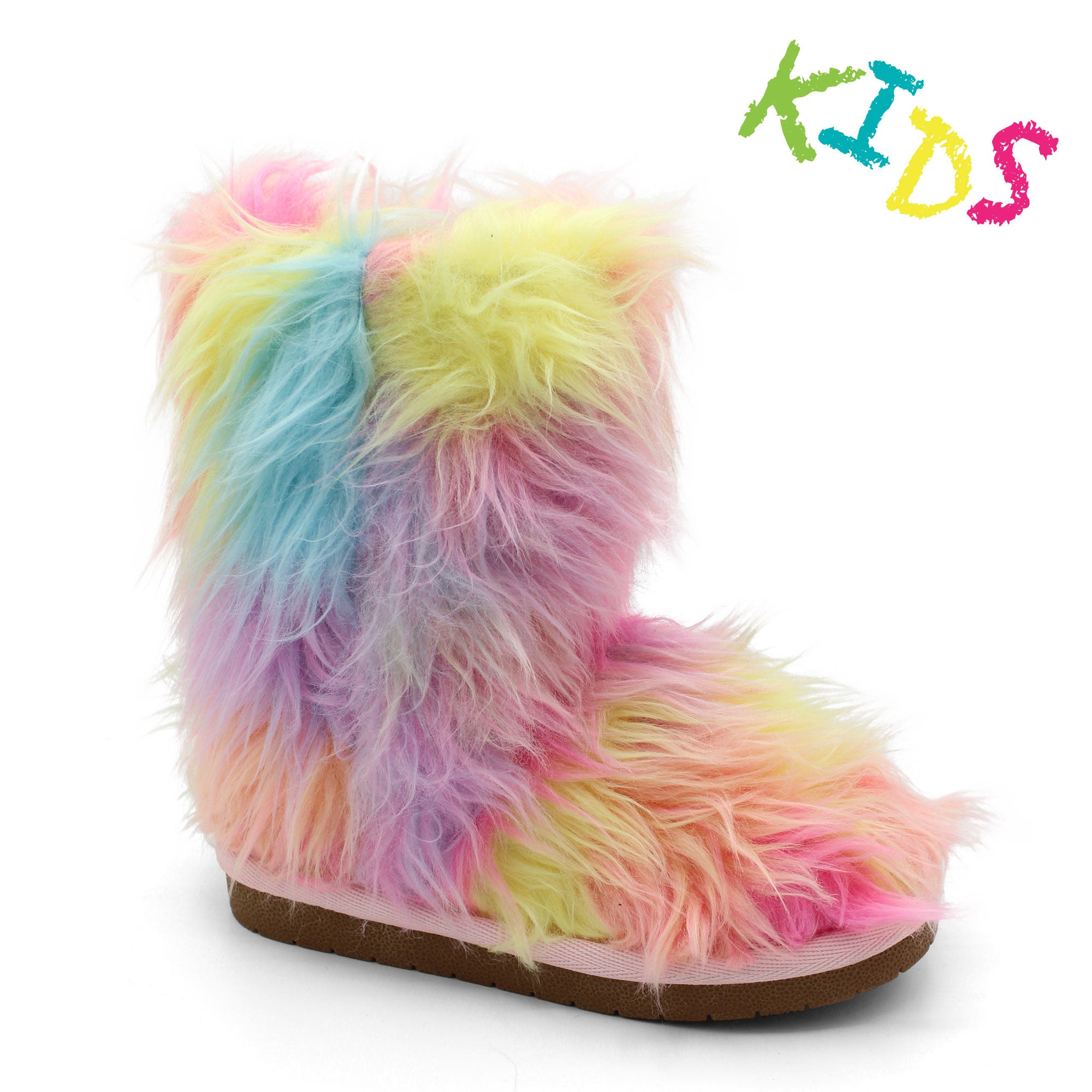 Furry rainbow boots best sale