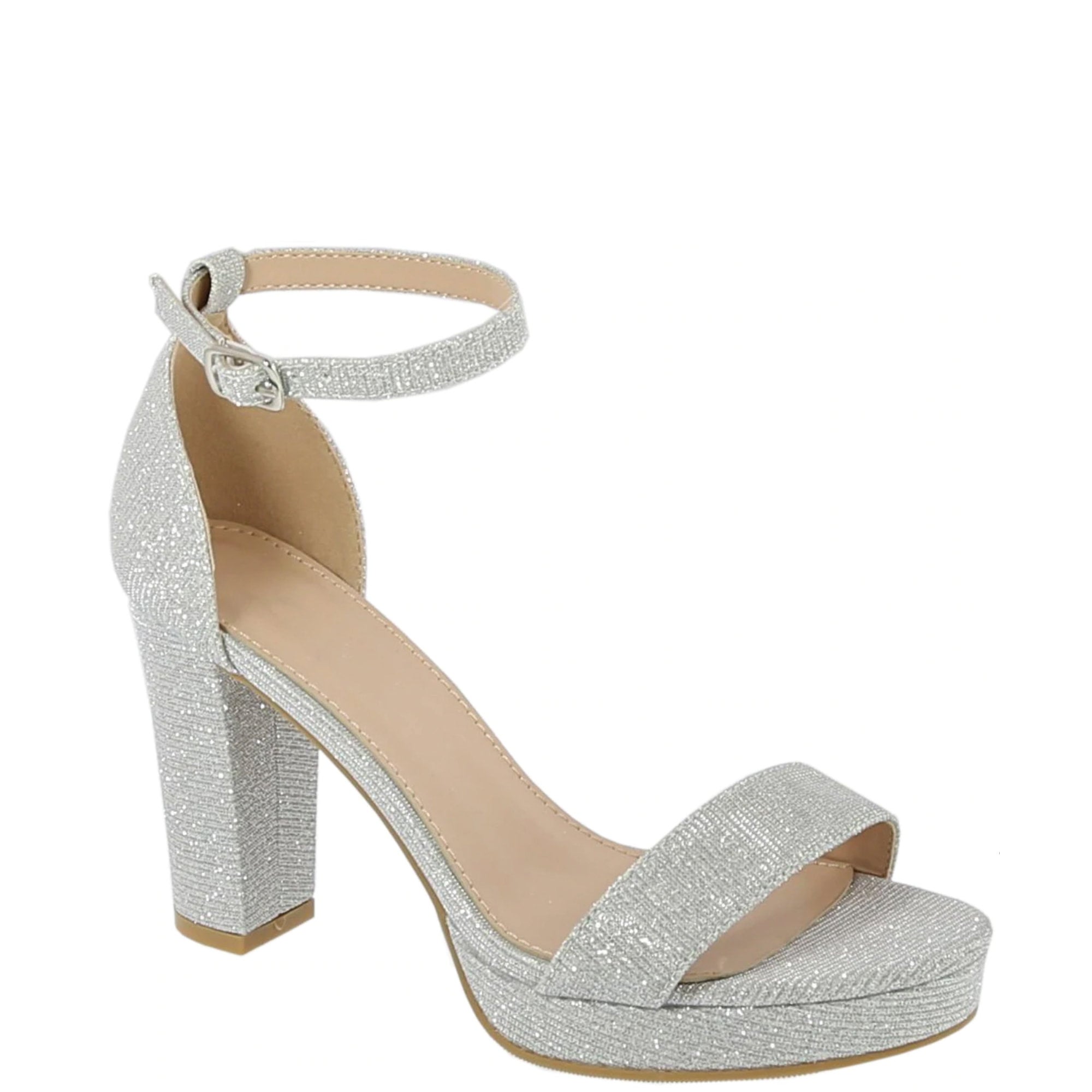 Gracia Silver Glitter Block Heels – Pretty Unique